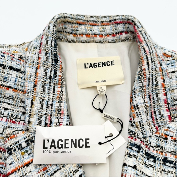 L'AGENCE Kenzie Double Breasted Blazer in Orange & Blue Multi - Picture 14 of 16